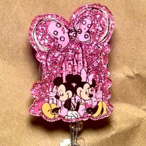 Pink Glittery Disney Badge Holder